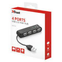 MINI HUB TRUST VECCO 4-PORT USB2.0 , NEGRO, 14591